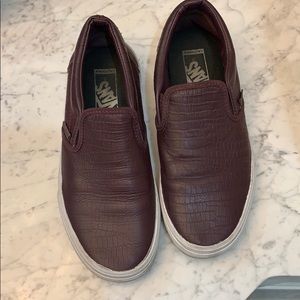 Maroon crocodile reptile print vans
